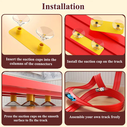 Flexible Race Track Children Toys DIY Double-track Racing Car Ramp Compatible 1/64th Cars Portable Rolls Up Boy Christmas Gift