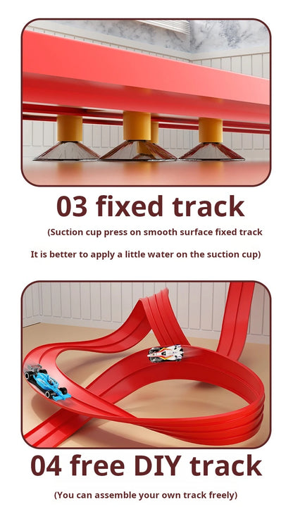 Flexible Race Track Children Toys DIY Double-track Racing Car Ramp Compatible 1/64th Cars Portable Rolls Up Boy Christmas Gift