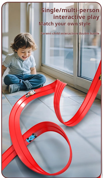 Flexible Race Track Children Toys DIY Double-track Racing Car Ramp Compatible 1/64th Cars Portable Rolls Up Boy Christmas Gift